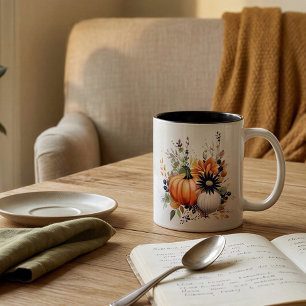 Editable Modern Niedlich Giro Orange Pumpkin Fall Zweifarbige Tasse