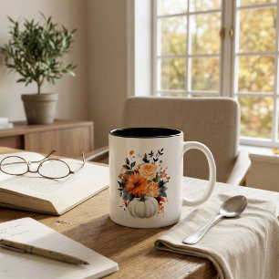 Editable Modern Niedlich Giro Orange Pumpkin Fall Zweifarbige Tasse