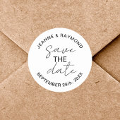 Editable Modern Save the Date Wedding Ankündigung Runder Aufkleber