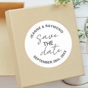 Editable Modern Save the Date Wedding Ankündigung Runder Aufkleber