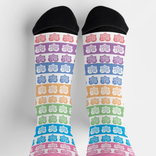 EDITABLE MODERNE BESTE MAMA FARBBIG STRIPE SOCKEN (Oben)