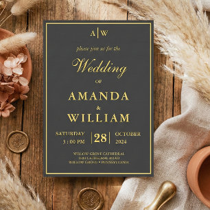Editable moderne Minimalistisch Suite gold Wedding Einladung