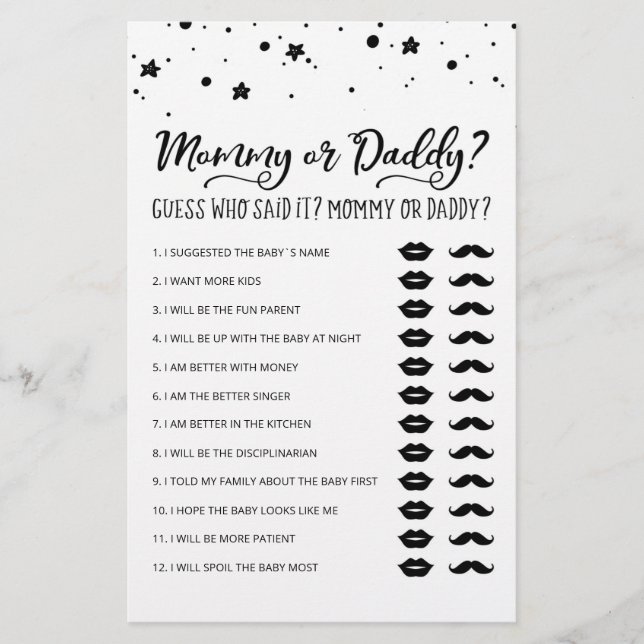 Editable Mommy or Daddy Baby Shower Party (Vorderseite)