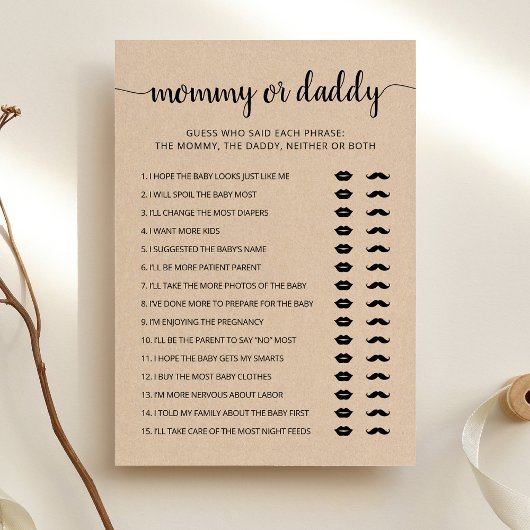 Editable Mommy or Daddy Baby Showgame Card Einladung