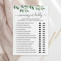 Editable Mommy or Daddy Baby Showgame Card