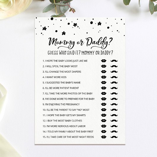 Editable Mommy or Daddy Baby Showgame Card Einladung