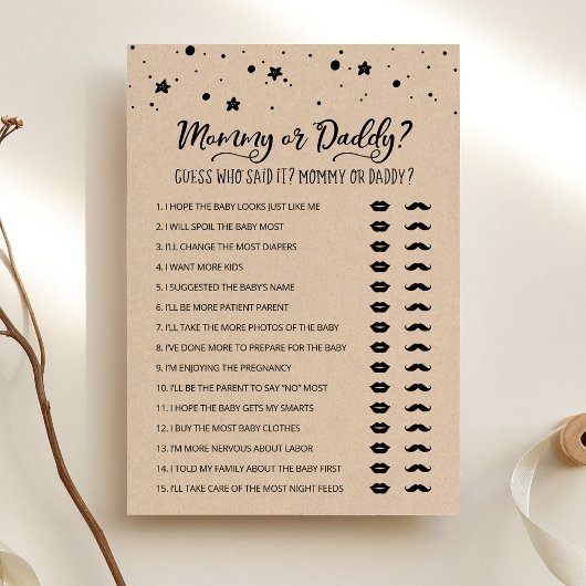 Editable Mommy or Daddy Baby Showgame Card Einladung