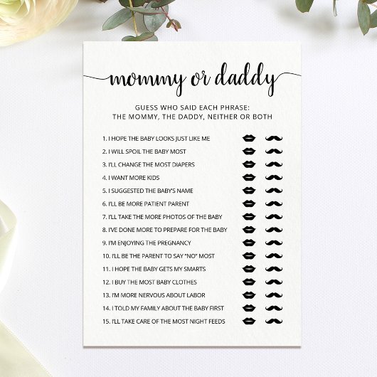 Editable Mommy or Daddy Baby Showgame Card Einladung