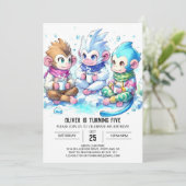 Editable Monkey Birthday Einladung (Stehend Vorderseite)