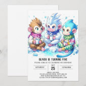 Editable Monkey Birthday Einladung (Vorne/Hinten)