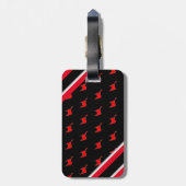 Editable - Monogram, Initial Red White Black Gepäckanhänger (Rückseite vertikal)
