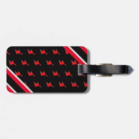 Editable - Monogram, Initial Red White Black Gepäckanhänger (Rückseite horizontal)