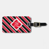 Editable - Monogram, Initial Red White Black Gepäckanhänger (Vorderseite horizontal)