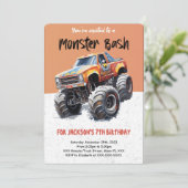 Editable Monster Truck Birthday Einladung (Stehend Vorderseite)