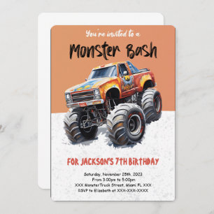 Editable Monster Truck Birthday Einladung
