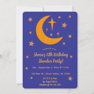 Editable Moon and Stars Slumber Party Einladung