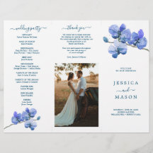 Editable Moth Orchid Trifold Wedding Program