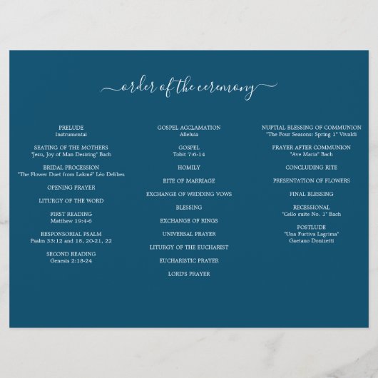Editable Moth Orchid Trifold Wedding Program Flyer (Hinten)