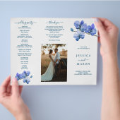 Editable Moth Orchid Trifold Wedding Program Flyer (Hand)
