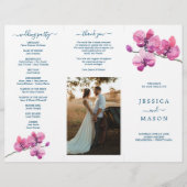 Editable Moth Orchid Trifold Wedding Program Flyer (Vorne)