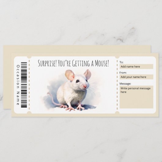 Editable Mouse Gift Certificate für Eidechsenliebh Einladung (Vorne/Hinten)