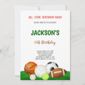 Editable Multi-Sport-Party Einladung für Jungen (Vorderseite)