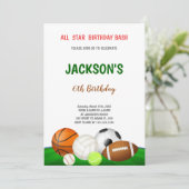 Editable Multi-Sport-Party Einladung für Jungen (Stehend Vorderseite)