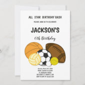 Editable Multi-Sport-Party Einladung für Jungen (Vorderseite)