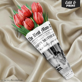 Editable Mütter Day Newspapier Blume Bouquet Geschenkpapier Set