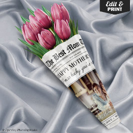 Editable Mütter Day Newspapier Blume Bouquet Geschenkpapier Set