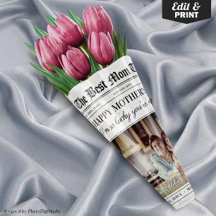 Editable Mütter Day Newspapier Blume Bouquet Geschenkpapier Set