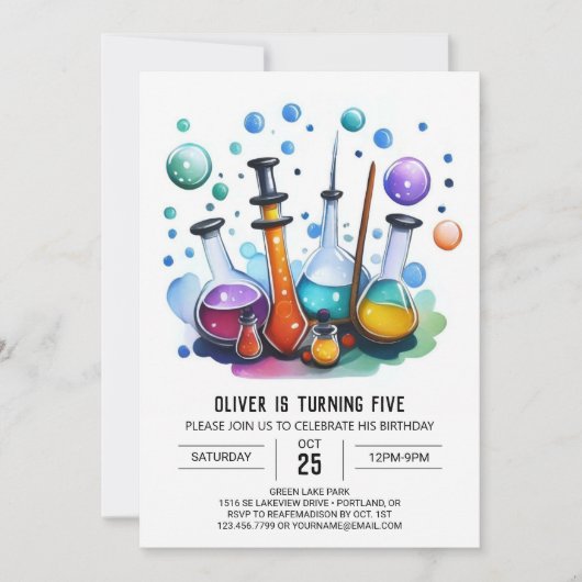 Editable Mystery Gear Scientist zum Geburtstag Einladung (Vorderseite)