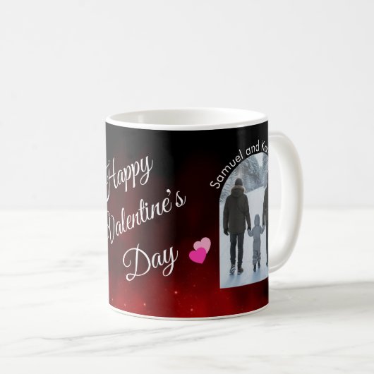 Editable Name Family Photo Valentine's Kaffeetasse (VorderseiteRechts)