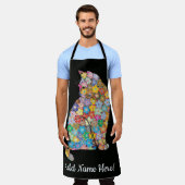 Editable Name Floral Mandala Cat Lover Schürze (Getragen)