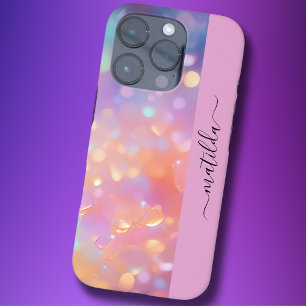 EDITABLE Name funkelnd Bokeh farbenfrohe Prisma iPhone 16 Pro Hülle