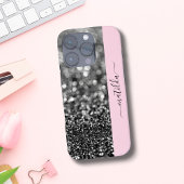 EDITABLE Name Glitzer Bokeh graphit & baby pink iPhone Hülle