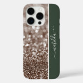 EDITABLE Name Glitzer Bokeh Kupfer und tiefgrün Case-Mate iPhone Hülle (Rückseite)