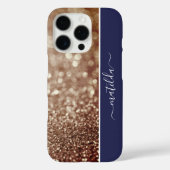 EDITABLE Name Glitzern Bokeh Rose gold & reich bla Case-Mate iPhone Hülle (Rückseite)