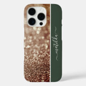 EDITABLE Name Glitzern Bokeh Rose Gold & Tiefengrü Case-Mate iPhone Hülle (Rückseite)