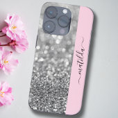 EDITABLE Name Glitzern Bokeh silber & baby pink Case-Mate iPhone Hülle