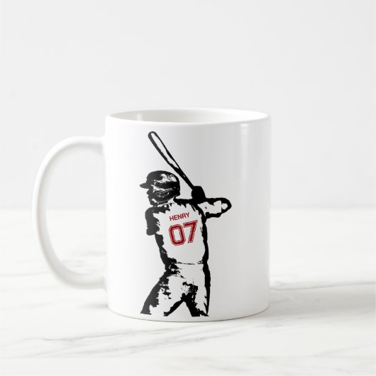 Editable Name & Jersey Number Baseball Birthday Kaffeetasse (Links)