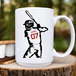 Editable Name & Jersey Number Baseball Birthday Kaffeetasse