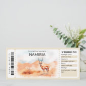 Editable Namibia Boarding Pass Flugzeug Ticket Einladung (Stehend Vorderseite)
