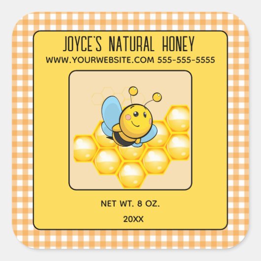 Editable Natural Honey Sticker (Vorderseite)