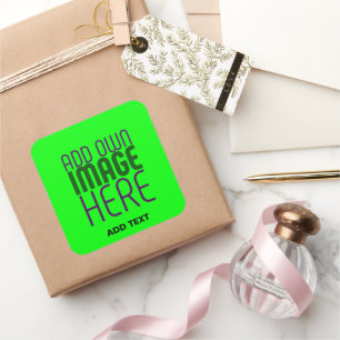EDITABLE NEON GREEN IMAGE TEXT TEMPLATE GIFTING QUADRATISCHER AUFKLEBER
