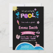 Editable Neon Splash Summer Swim Party laden Einladung (Vorderseite)