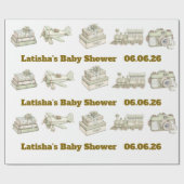 Editable Neutral Baby Shower Wrapping Paper  Geschenkpapier (Flach)