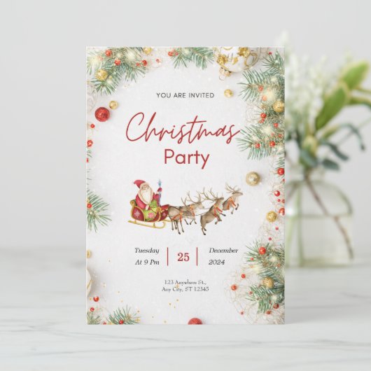 Editable Neutral Boho Weihnachtsschmelze und Mingl Einladung (Stehend Vorderseite)