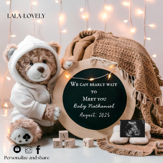 Editable neutral pregnancy announcement card ankündigung