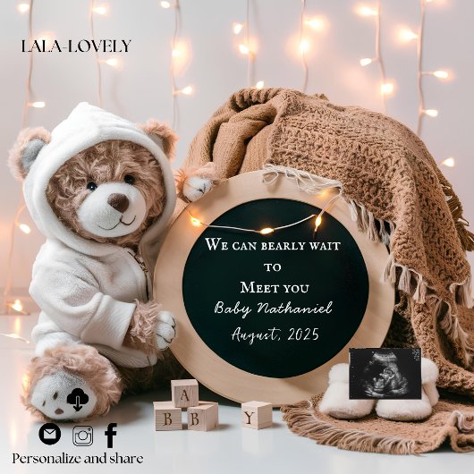 Editable neutral pregnancy announcement card ankündigung